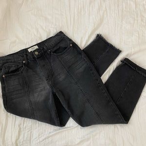 Black Bleach-Wash Straight Jeans
